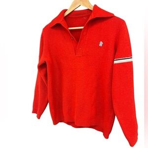 Rossignol M-L vintage wool sweater with tiny bear logo one striped sleeve EVC